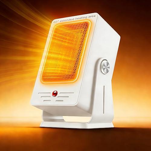 Calentadores de espacio portátiles para uso en interiores, calentador de escritorio con calentamiento rápido PTC 2s de 900 W, diseño de ángulo
