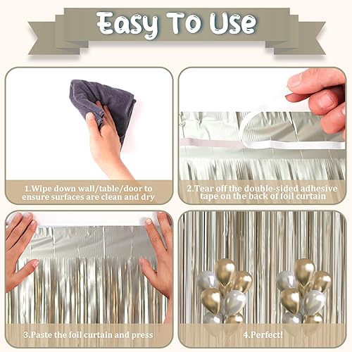 Miniatura 21 de Cortinas de fondo de flecos de papel de aluminio para fiestas, 3 piezas, 39.6 x 98.4 pulgadas, azul retro 48 Retro Azul,03 Rosa,04 Rosa