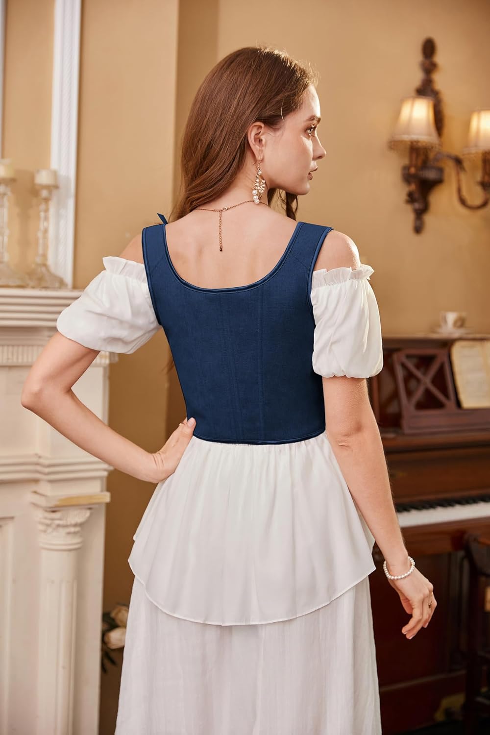 Scarlet Darkness Women's Underbust Corset Top Renaissance Medieval Lace-up Boned Fairycore Pirate Corsets - Image 7