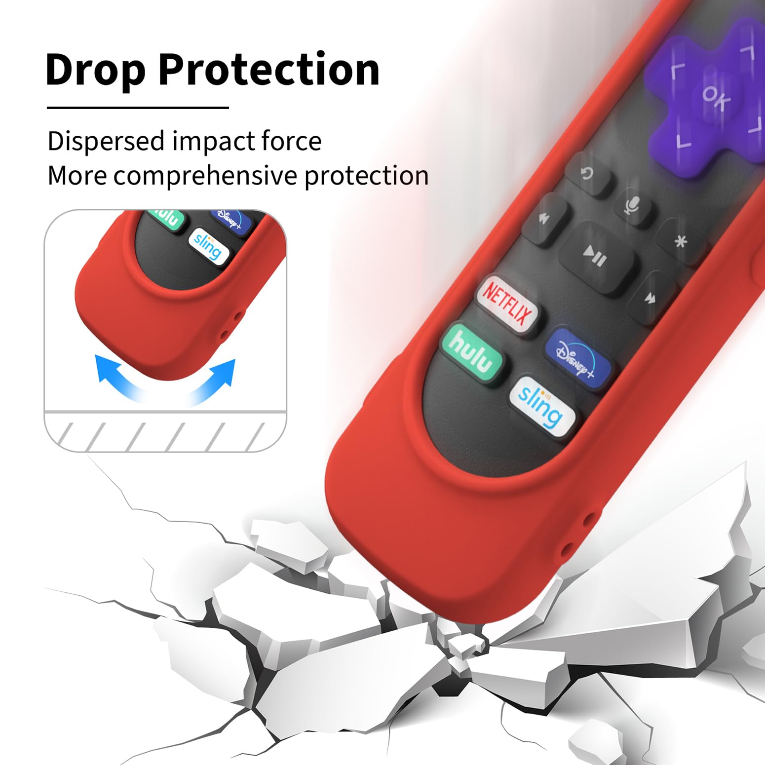 Silikon-Schutzhülle Für TCL/Hisense/Roku Streaming Stick Fernbedienung – Stoßfest, Waschbar, Mit Aufhängeband