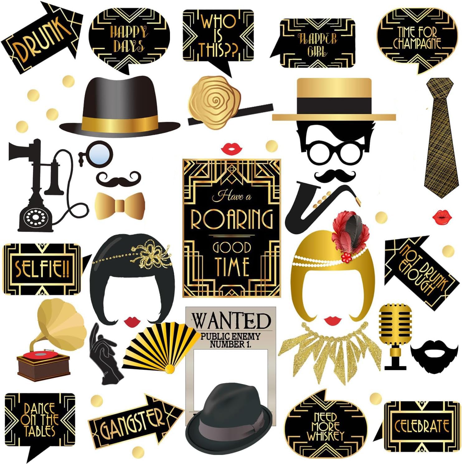 Ruggente 1920 a tema Photo Booth Puntelli, festa di compleanno di 20 Bridal Shower Decoration Supplies, 42 pezzi