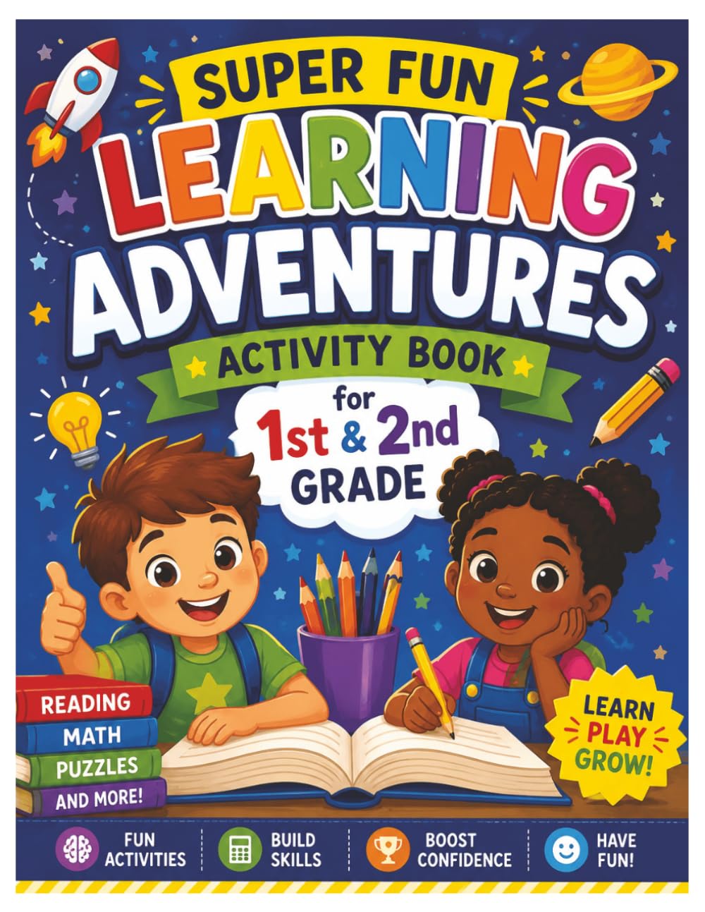 Super Fun Learning Adventures: Activity Book for First and Second Grade