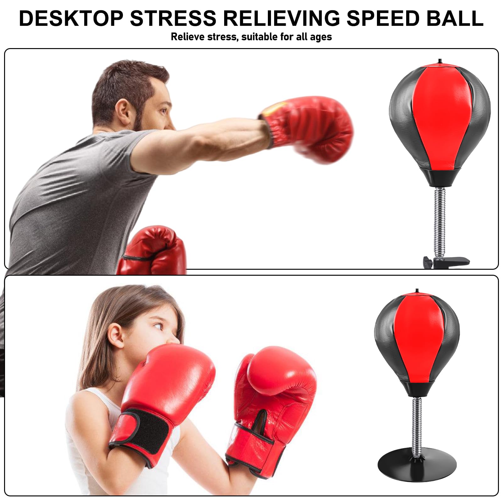 GAOUTO Punching ball tavolo: pallina da ufficio con ventosa super forte e morsetto da tavolo, mini sacco da boxe, borsa da tavolo, borsa da boxe, borsa per punching bag, set per adulti e ufficio