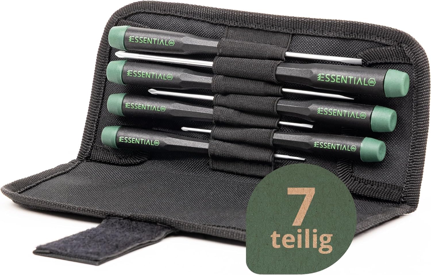 Wiha Essential Feinmechaniker Schraubendreher Set 7-tlg. + Tasche | Feinmechaniker Werkzeug Set | Uhrmacher Werkzeug, Modellbau, Brillen Reparaturset