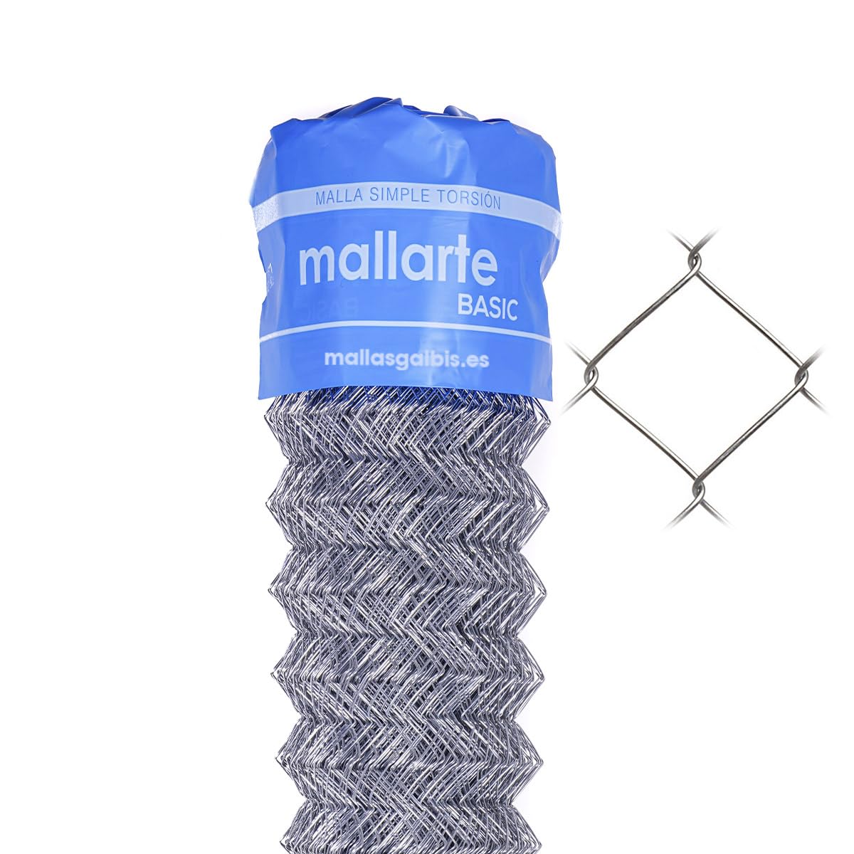 Malla Simple Torsion Mallarte Basic 50/13/100 | Rollo de: 25m | Color: Gris | Diámetro: 2.05mm