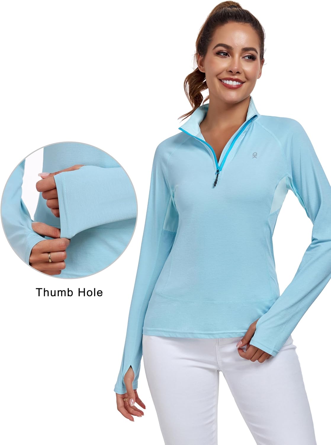 Little Donkey Andy Women's Golf Shirts Long Sleeve 1/4 Zip Athletic Lightweight Quick Dry Workout Hiking Athletic Shirts