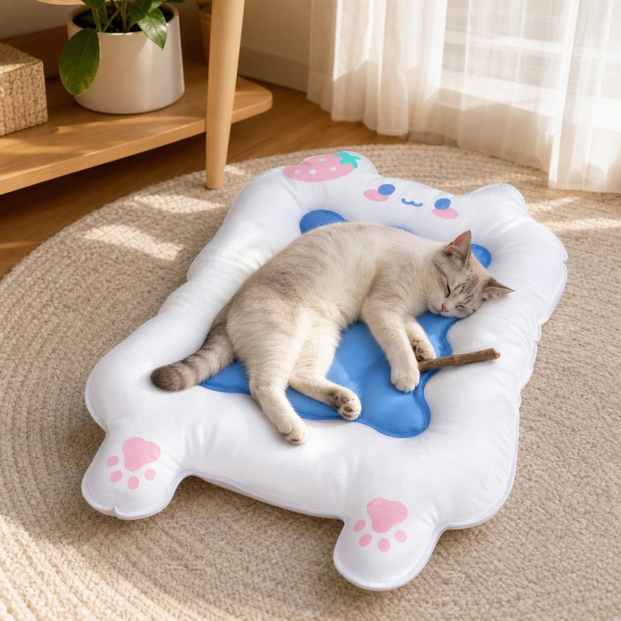 Haustier Kühlmatte, Selbstkühlendes Gel-Kühlkissen für Hunde und Katzen im Sommer, für Kleintiere, für unterwegs, Blau, Mittel