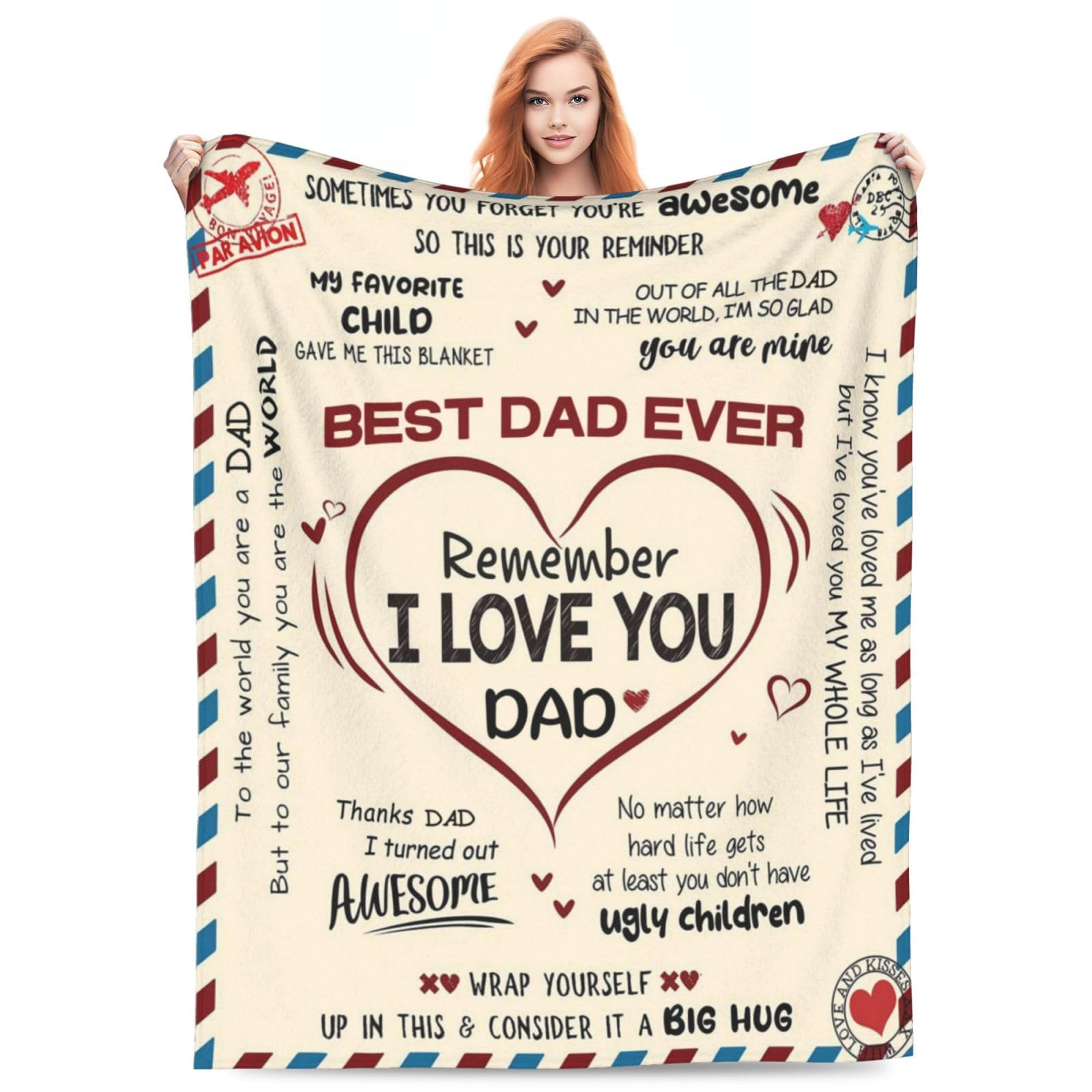 Unique Valentines & Fathers Day Gift Ideas for Dad - I Love You Dad Present, Throw Blanket 50"x40" โ image 1