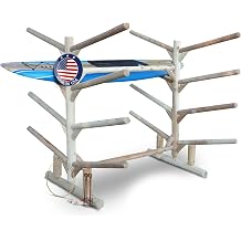 8-Place/SUP Log Rack, Freestanding SUP Board Stand, Surfboard Stand, Heavy Surfboard Floor Stands, Kayak Rack Outdoor Storage, Surf Racks - Unfinished + 15" Anchor Kit