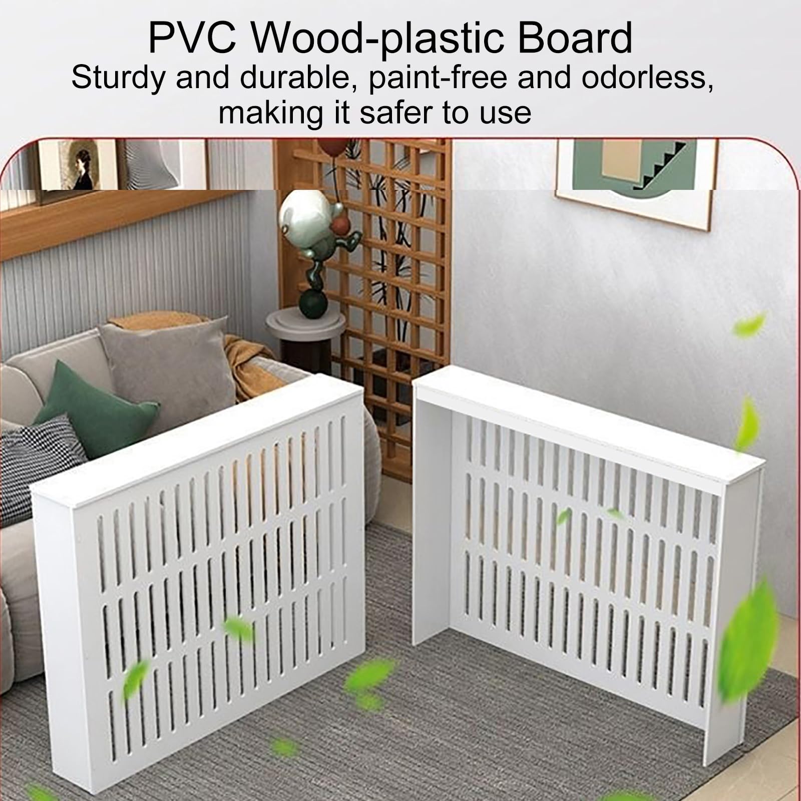 Heizkörperabdeckung für Zuhause, 4-seitiges Heizkörperverkleidung, Heizkörper Verkleidung für Verstecken Überfüllter Rohre, Holz, Abschirmendes Aufbewahrungsdesign(80x80x15cm/31x31x6in)