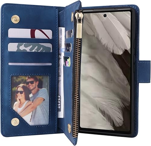 Miniatura 3 de LBYZCASE Funda para Google Pixel 7A 2023 con ranuras para tarjetas bloqueo RFID, funda duradera con función atril con cierre magnético, cierre