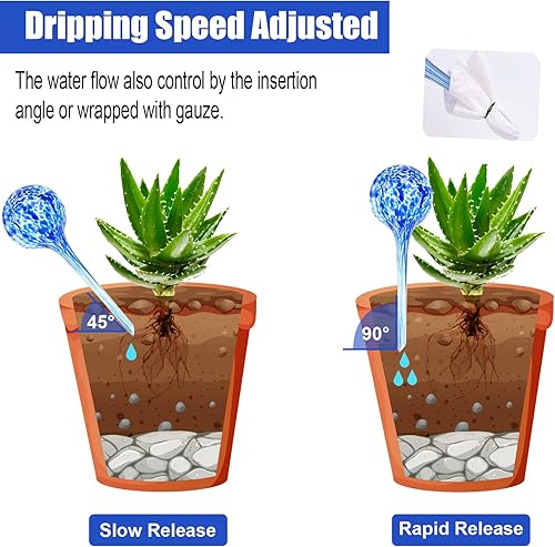 Miniatura 5 de Globos de riego de plantas, sistema automático de bombillas de riego grandes, paquete de 4 globos de riego automático de vidrio, goteros, globos de