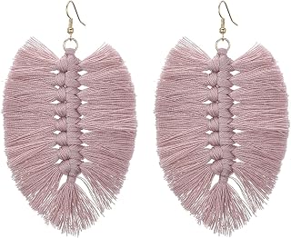 Pendientes Aretes Mujeres Joyería Earrings Pendientes De Borla Para Mujer, Aretes Colgantes De Tejido Bohemio Con Flecos Largos Y Grandes A La Moda