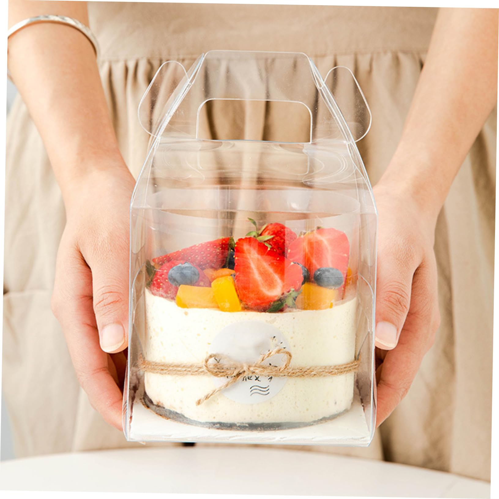 Cabilock 10Pcs Cake Packing Box Portable Storage Case for Birthday Cakes Food Safe Material for Outdoor Banquets Easy to Clean Break Resistant Design