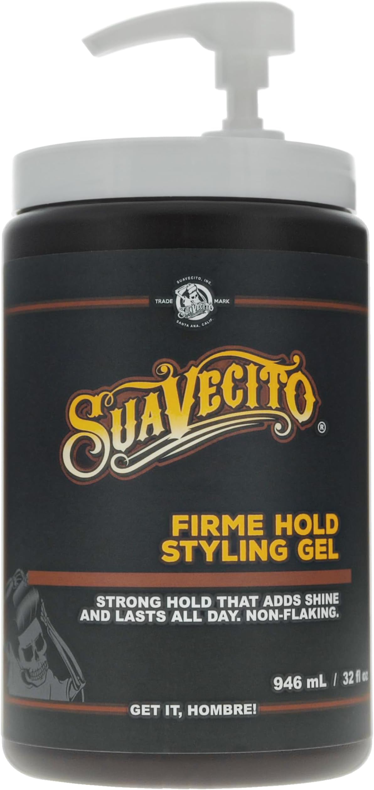 Firme (Strong) Hold Styling Hair Gel 32 oz Tub with Pump - Original Scent, High Shine - Alcohol Free - Won't Dry or Flake, Lasts All Day, Works On All Hair Types And Textures