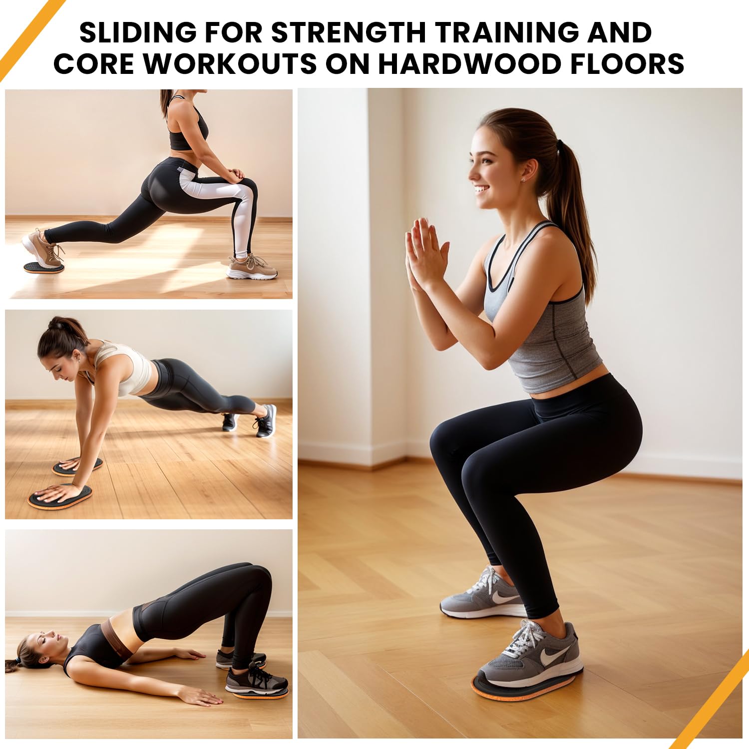 Exercise Core Sliders for Hardwood Floors - Sliders for Workout, Sliding Discs for Exercise, Strength Training, and Home Gym Fitness Gliders