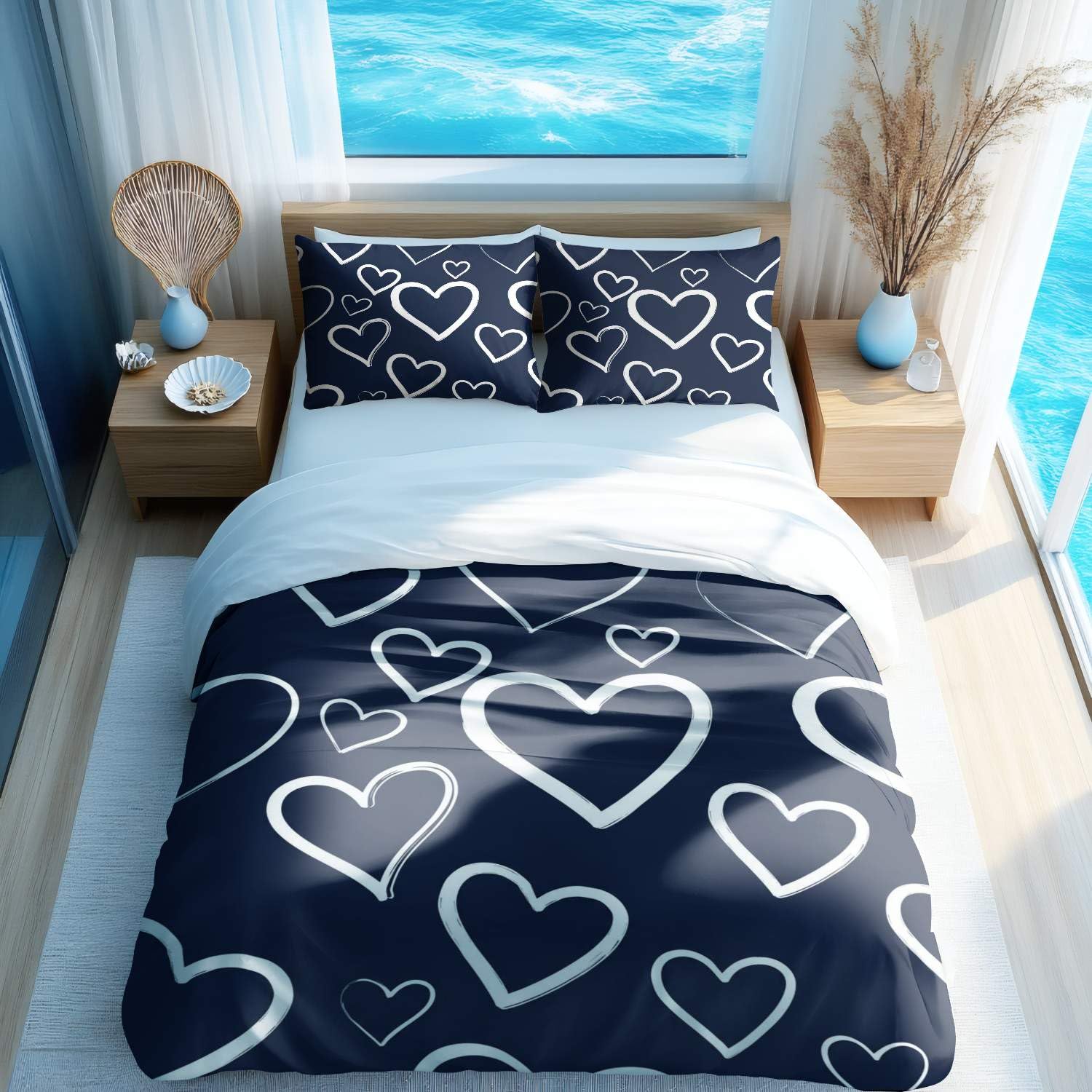 Housse de couette cœur rose et flamme King pour rajeunir une literie terne
