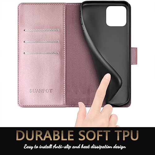 Miniatura 5 de SUANPOT Funda para iPhone 13 Pro Max 6.7 5G con bloqueo RFID, tarjetero de crédito, funda de piel sintética con tapa para teléfono, funda a prueba