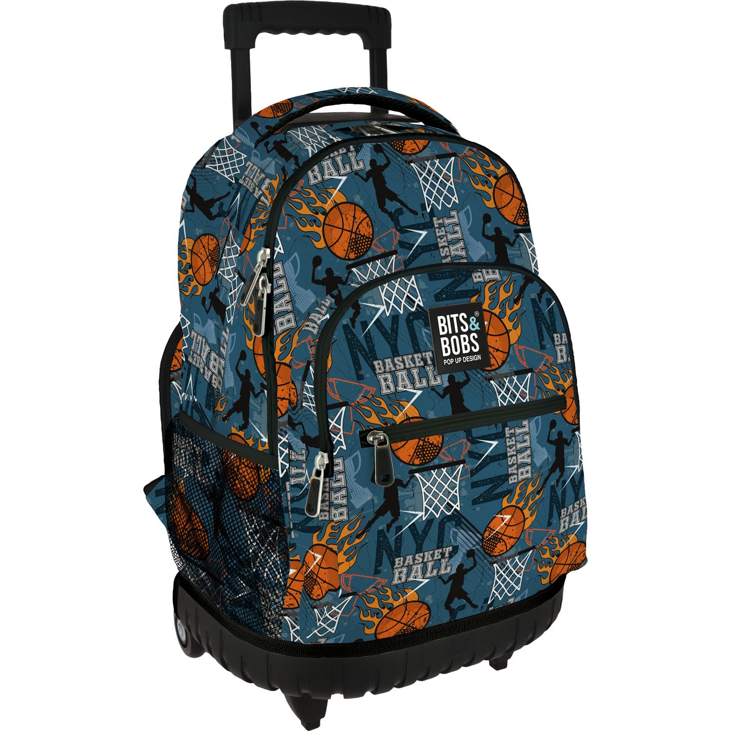 Grafoplas - Mochila Escolar con Ruedas, Carro Integrado, 29 Litros, 52x37x25cm, Modelo Roller, Colección Basketball Bits & Bobs, Perfecto Material Escolar Infantil y Primaria