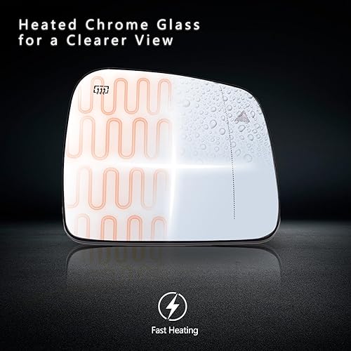 Miniatura 3 de GrteRokky Espejo lateral del pasajero compatible con Jeep Grand Cherokee 2011-2021 Dodge Durango 2014-2019 Espejo retrovisor calefactable delantero