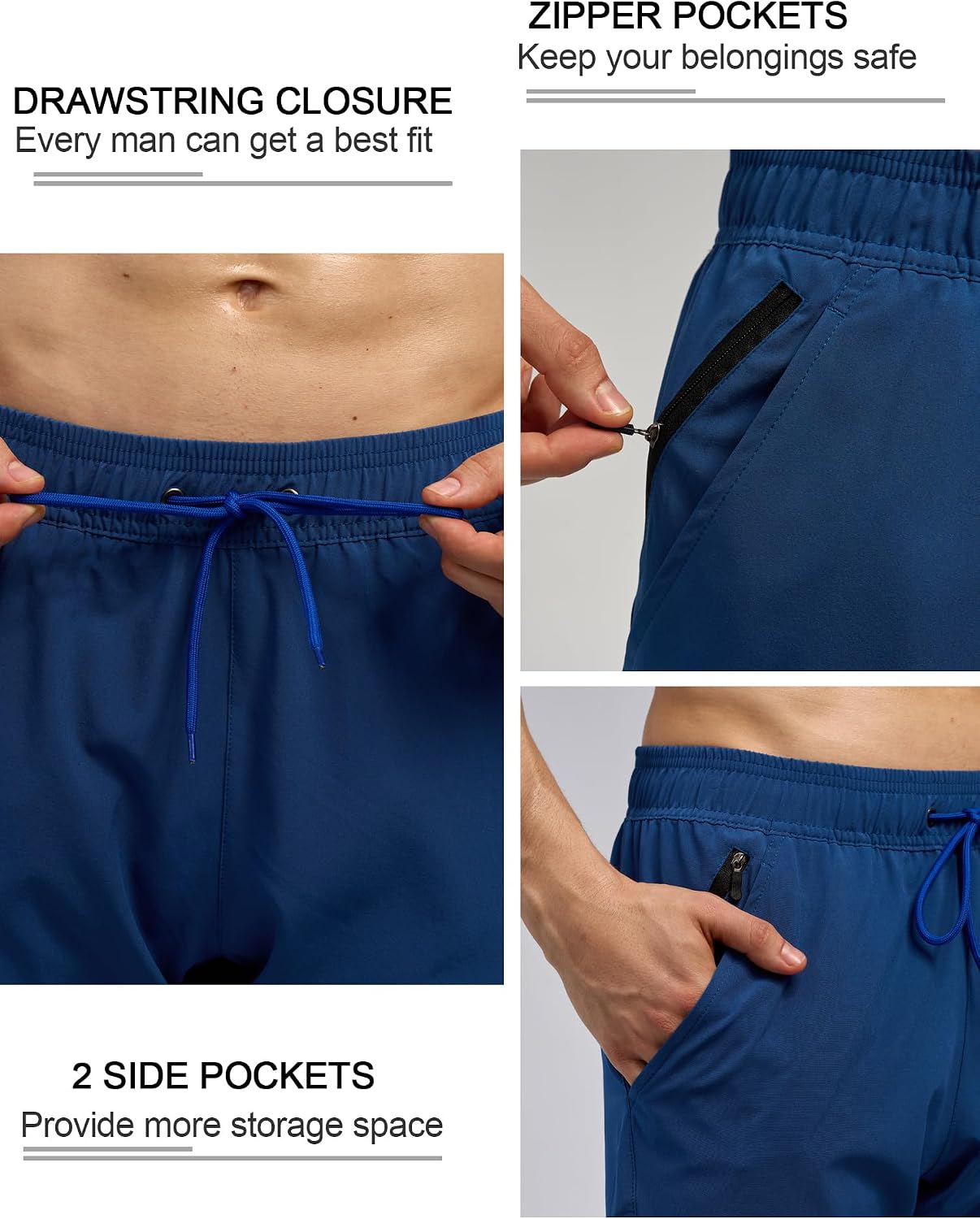 SILKWORLD Mens Swim Trunks Quick Dry Bathing Suit Board Swimming Shorts with Zipper Pockets and Compression Liner