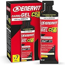 Enervit, Carbo Gel C2:1PRO with Sodium, Energy Gel, 40 g of Carbohydrates, for High Intensity Activities, +50% Absorbed Carbohydrates, Lime Flavor, Gluten Free, High Digestibility, 7 x 60 ml