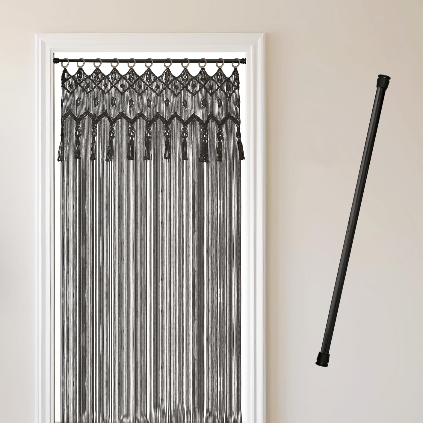 Cozyor Makramee Boho Vorhang Türvorhang Fenstervorhang 132x200cm als Raumteiler, Wandbehang & Deko, für Traubogen, Hochzeit, Wohnzimmer handgemacht