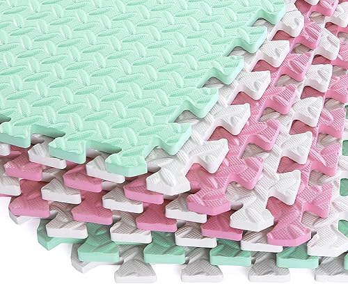 Miniatura 108 de Tapete de juego de espuma para bebé, tapete entrelazado de 0.4 pulgadas de grosor con colores sólidos, tapete de juego suave y no tóxico, tapete