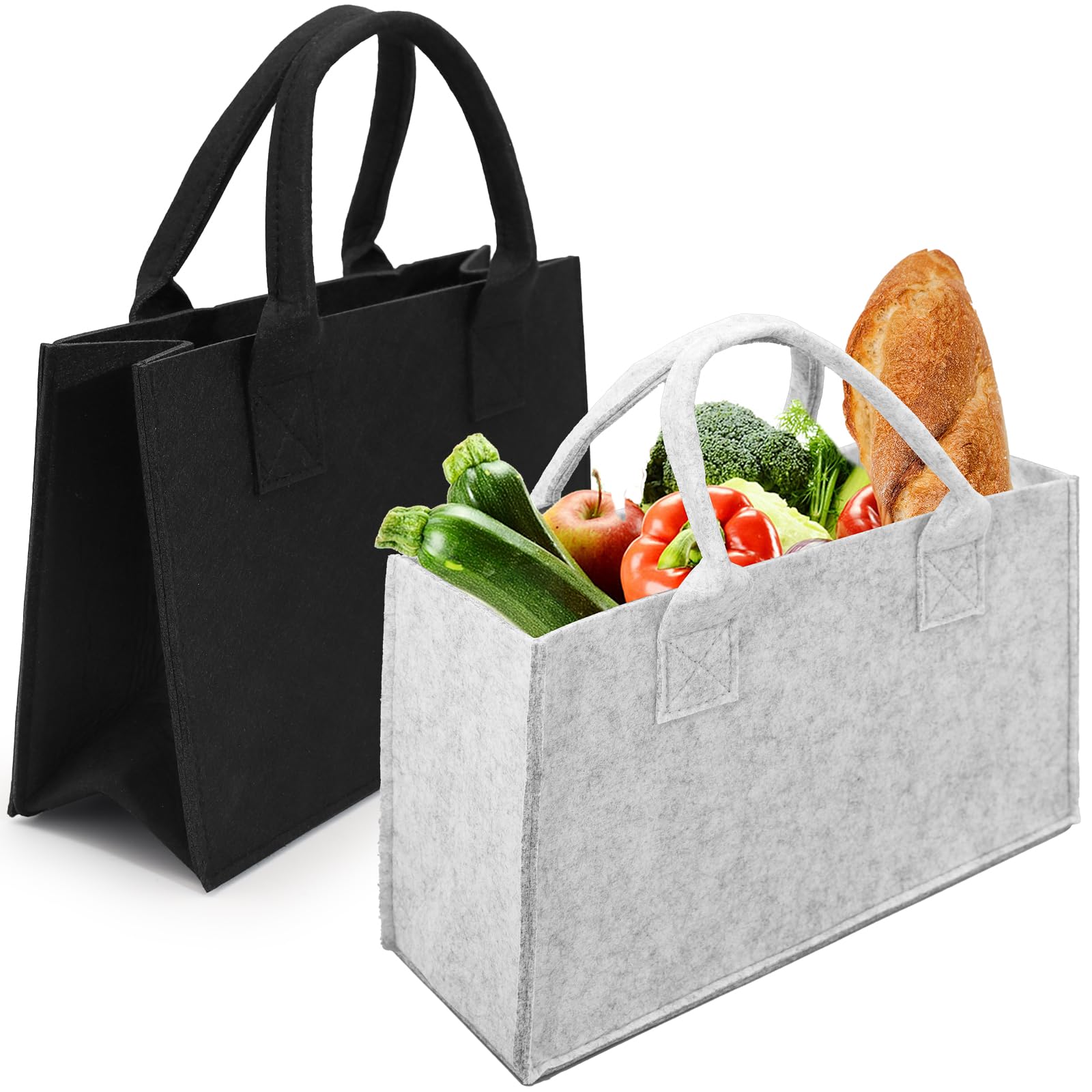 XIANGLONGY Pack of 2 18L Felt Shopping Bag, Felt Bag, Large 40 x 30 x 15 cm, Foldable Felt Bags Shopper