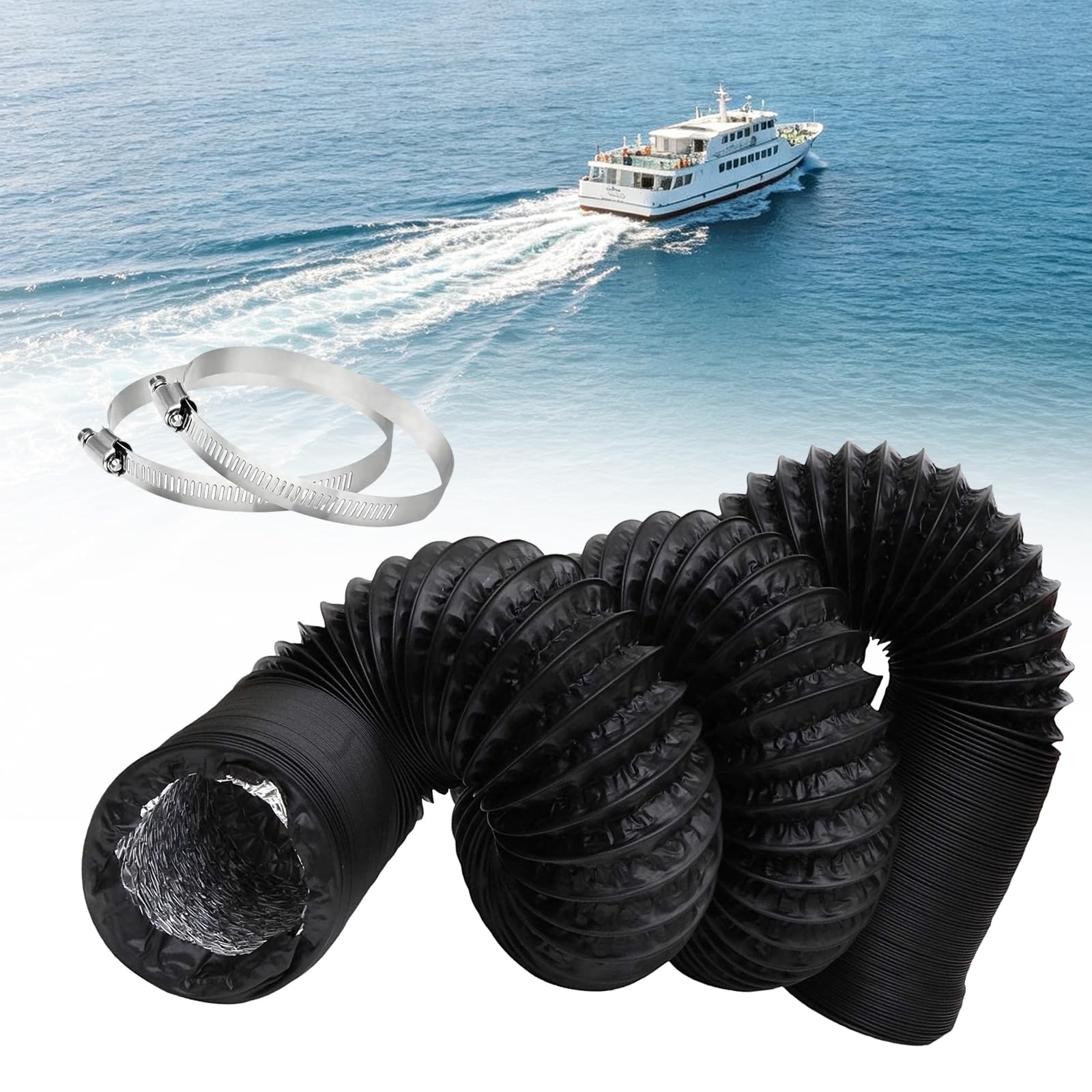 Zuiquity Marine Exhaust Hose with 2 Clamps, Dryer Vent Ducting