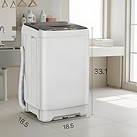 Vista 2 de Lavadora automática de 15.6 libras con 10 programas, pantalla LED, 8 niveles de agua, lavadora compacta de alta eficiencia para apartamentos, casas