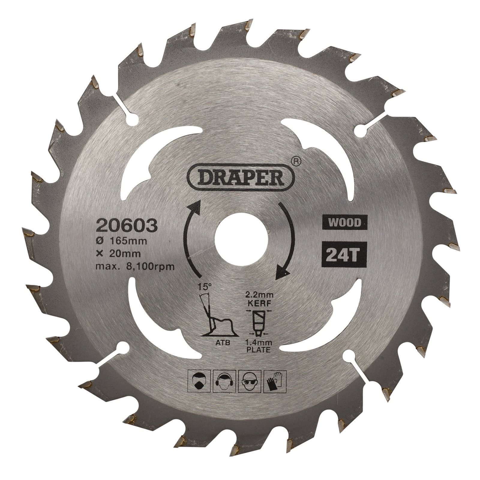 Draper  Tct Circular Saw Blade For Wood165 X 20mm24T  20603 from B&Q