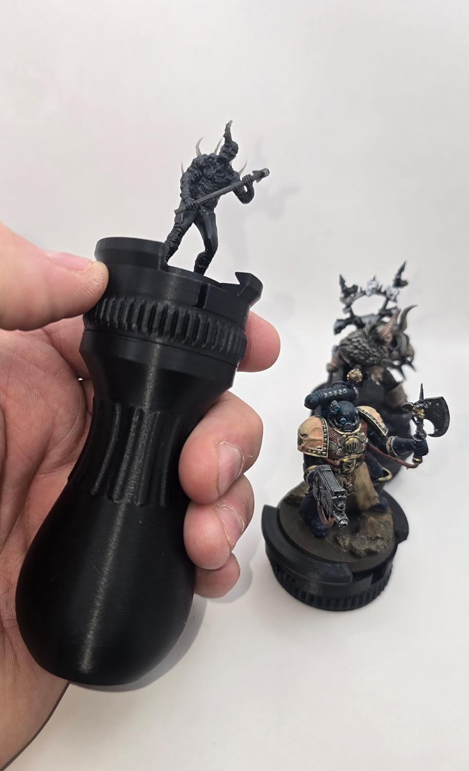 Paint Handle for Miniatures, 3 Rotating Heads, fits 27-40mm Bases. Great for DND and War Games Models