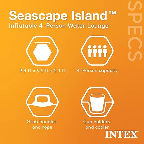 Miniatura 3 de Intex Seascape - Flotador inflable de isla con área más fresca integrada, soporte para tazas y respaldos de gran tamaño para adultos