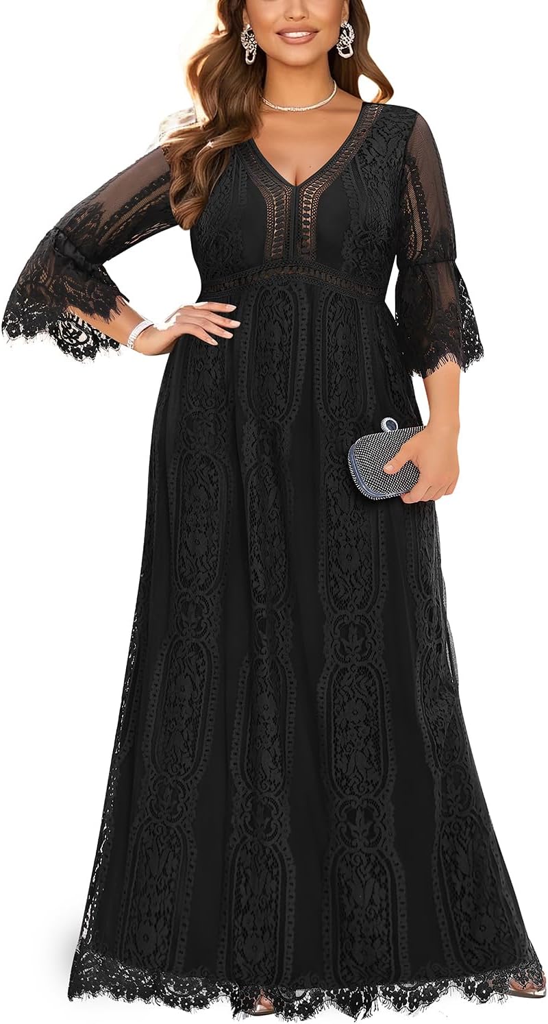 Plus Size Wedding Dress Boho - Maxi Bridal Shower Bohemian Formal Lace Long Dresses