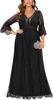 Plus Size Wedding Dress Boho - Maxi Bridal Shower Bohemian Formal Lace L...