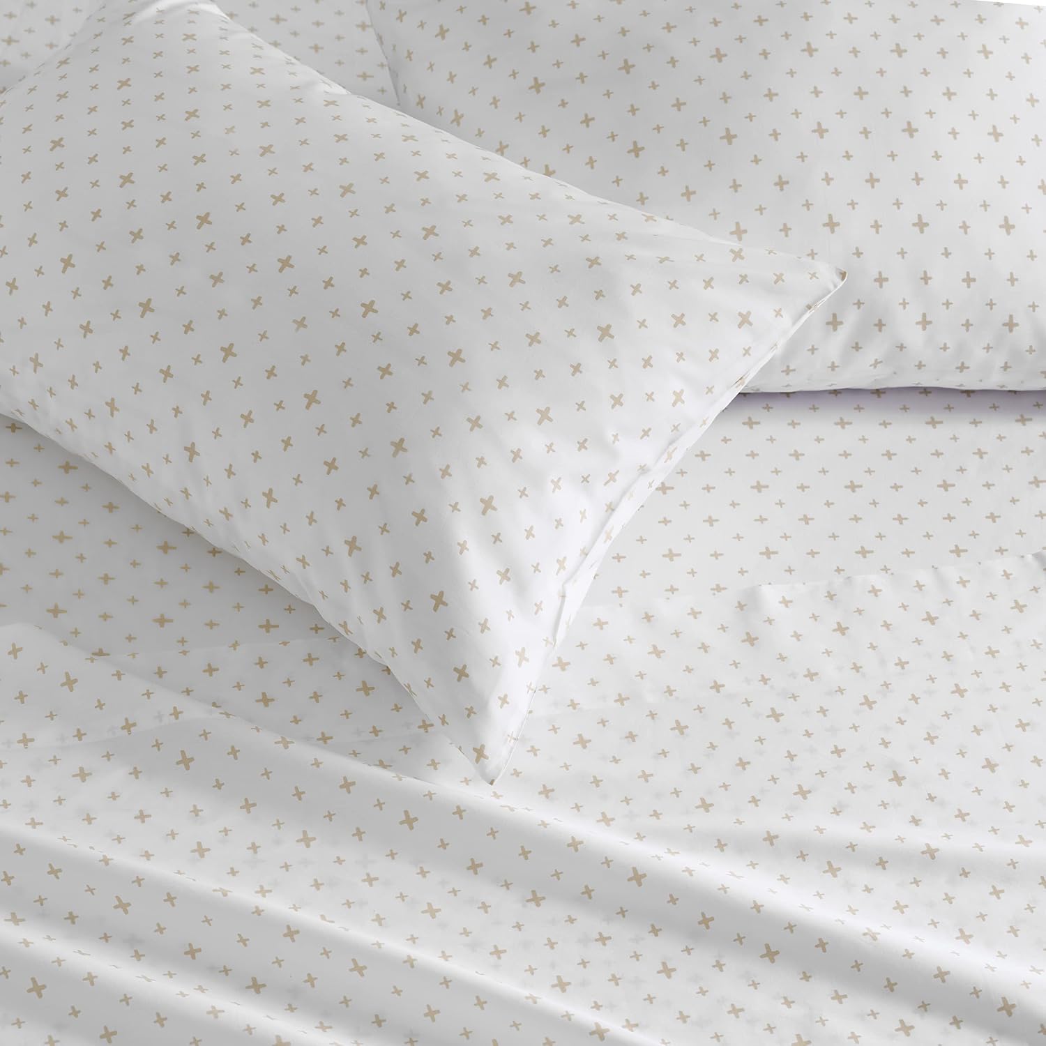 Welspun Basics Cora 100% Cotton Percale Printed Sheet Set | Deep Pocket Queen Sheets | Fawn Brown | Classic Percale Weave | Luxuriously Soft | Durable Bed Sheet Set | Oeko-Tex Certified |Made in Green