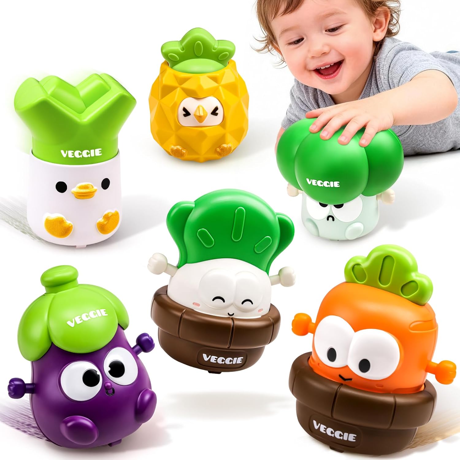 6 PCS Press and Go Cars Toys for 1 Year Old Boy Girl, Baby Toys 1 Year Old, Push and Go Friction Powered Vehicles 12-18 Month Old, Cars for Toddlers 1-3, Baby Gifts for Boys