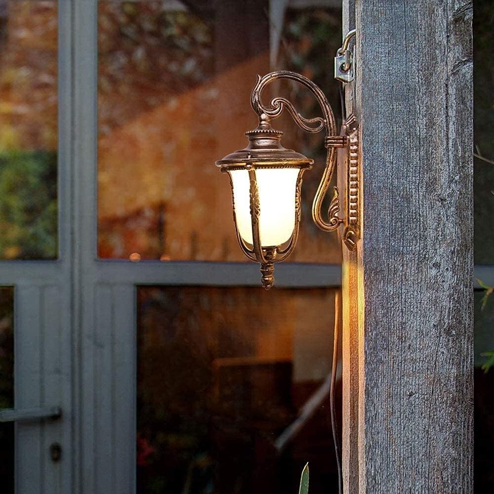 Retro European Wall Lantern Nostalgic Led Aluminum Waterproof Wall Lamp Traditional Outdoor Glass Courtyards External Wall Illumination Garden Outside Security Lighting