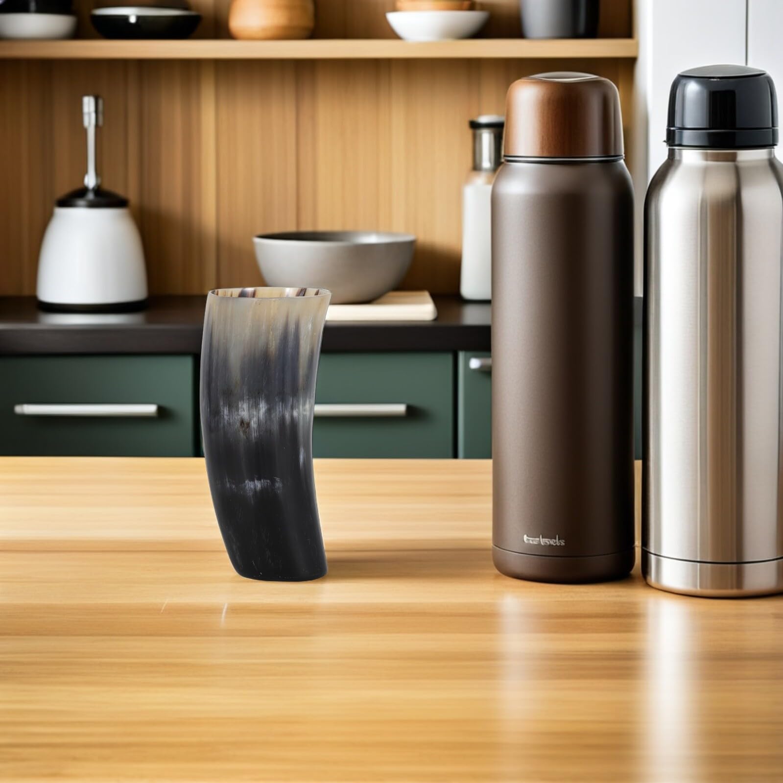 MAGICLULU Grande Boccale in Corno Vichingo per Birra Finitura Alimentare, Capacità Ampia e Design Medievale Rustico per Feste e Degustazioni di Vino