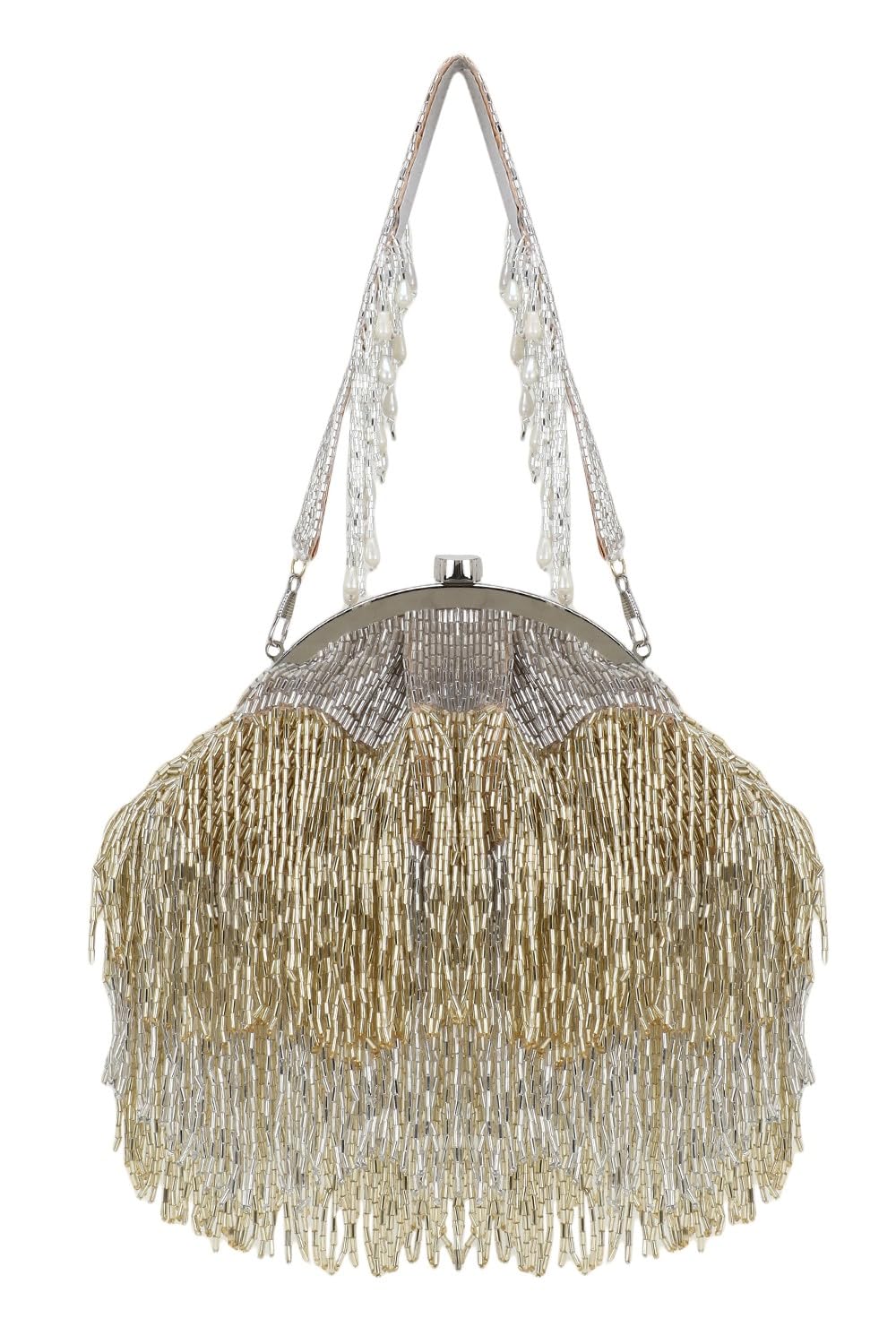 Hue Embellished Faux Silk Purse Clutch-image-15