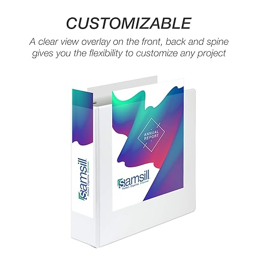 Vista 572 de Samsill Carpeta duradera de 1.5 pulgadas, fabricada en los Estados Unidos, carpeta de anillos en D, carpeta transparente personalizable, color Negro