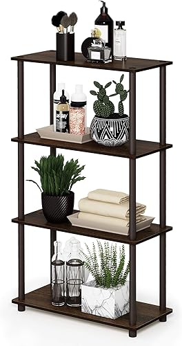 Miniatura 117 de Furinno Turn-N-Tube - Estantes de almacenamiento, estante para libros de 3 niveles, estante esquinero, estantes abiertos sin herramientas, para