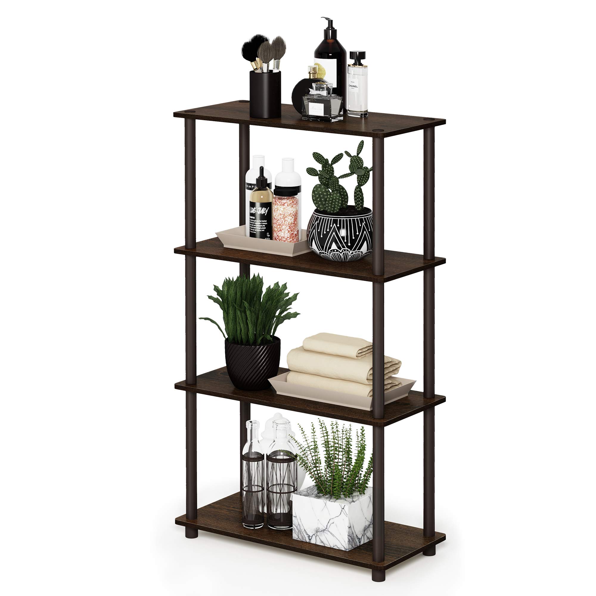 Walplus Brown Turn-N-Tube 4-Tier Multipurpose Shelf Display Rack, Walnut/ Perfect For Organized Storage And Display