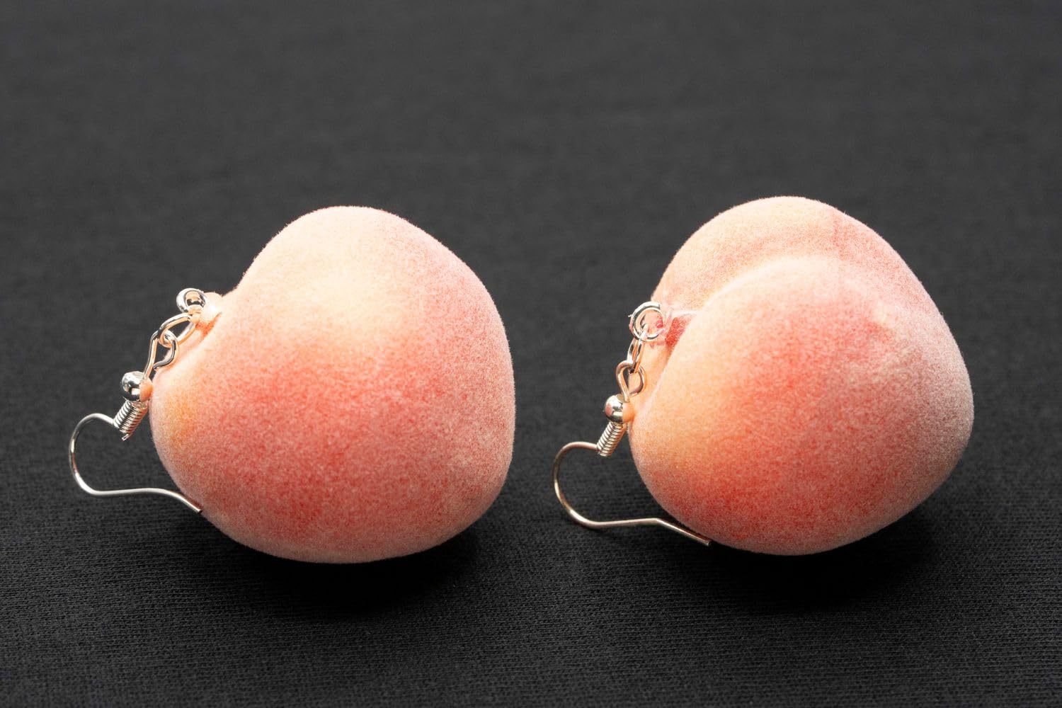 Miniblings Pfirsich Ohrringe Sommer Obst Frucht samtig Flock 35mm - Handmade Modeschmuck I Ohrhänger Ohrschmuck vergoldet