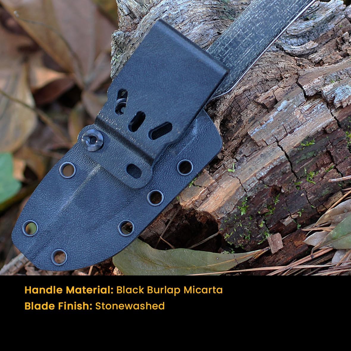 White River Knives Small Game Knife, Black Burlap Micarta Handle