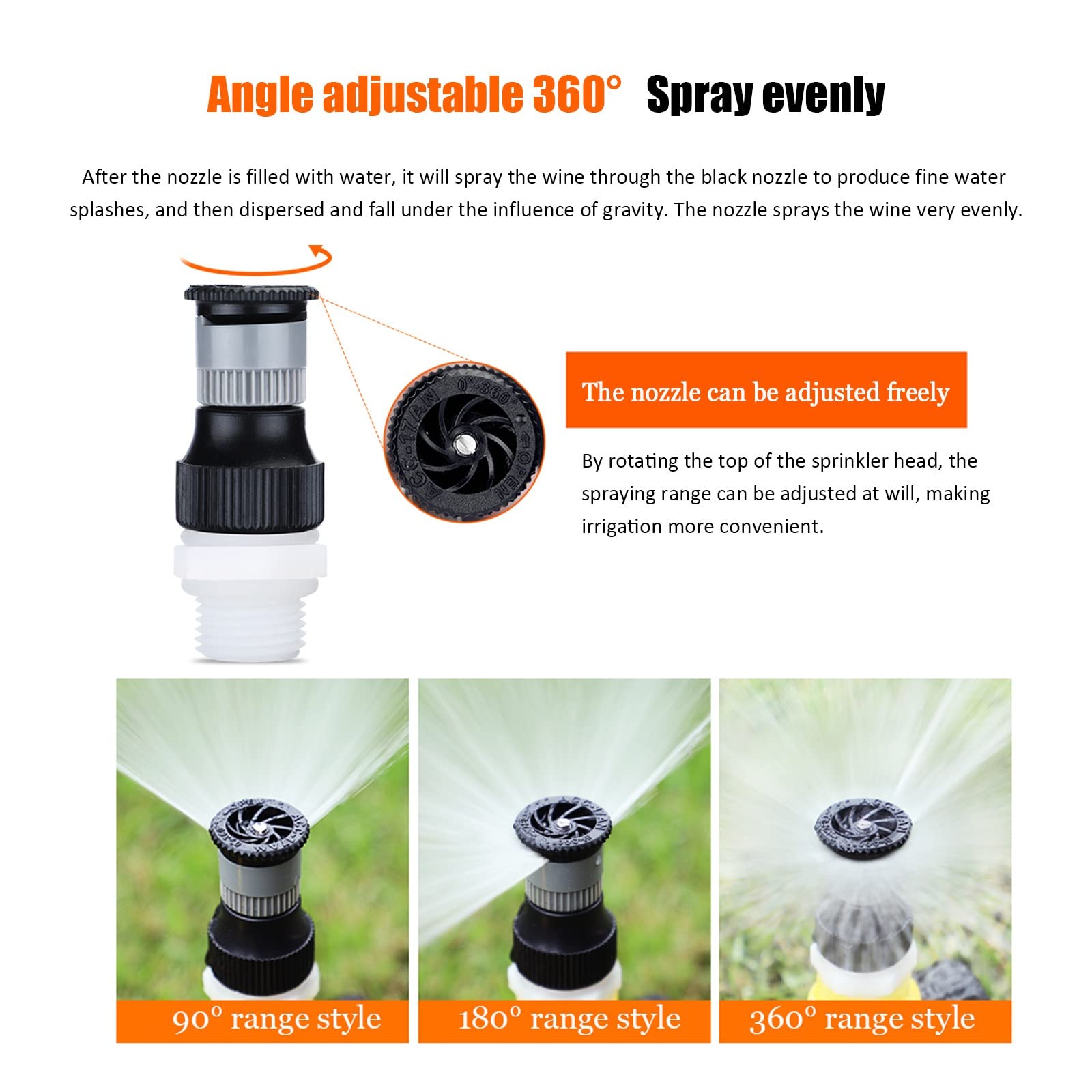 SYTH Irrigatore da Giardino Prato con Base Rotazione a 360° Automatica, può Essere Tandem 3 Marce Regolabile Sistema di irrigazione, Scattering Multifunzione per Prati da Giardino in Erba all'aperto