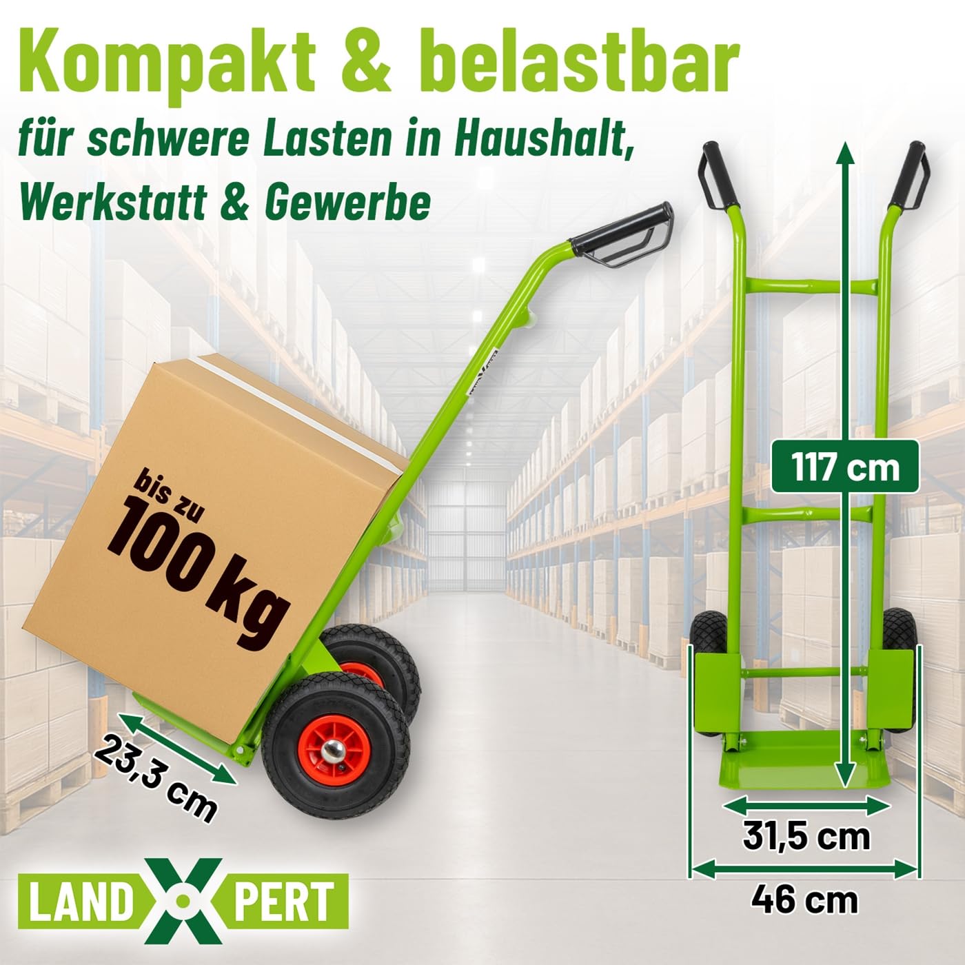 Sackkarre Transportkarre 100kg Lufträder Schutzblech klappbar Handwagen