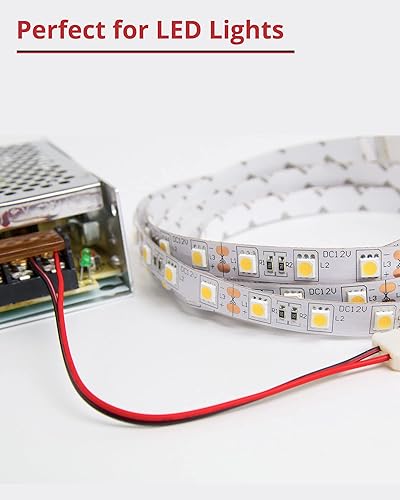 Miniatura 2 de Cable de extensión de 65.6 pies JACKYLED 20M 22AWG Cable de alambre LED para tiras LED de un solo color 222 de bajo voltaje, negro y rojo, luz LED,