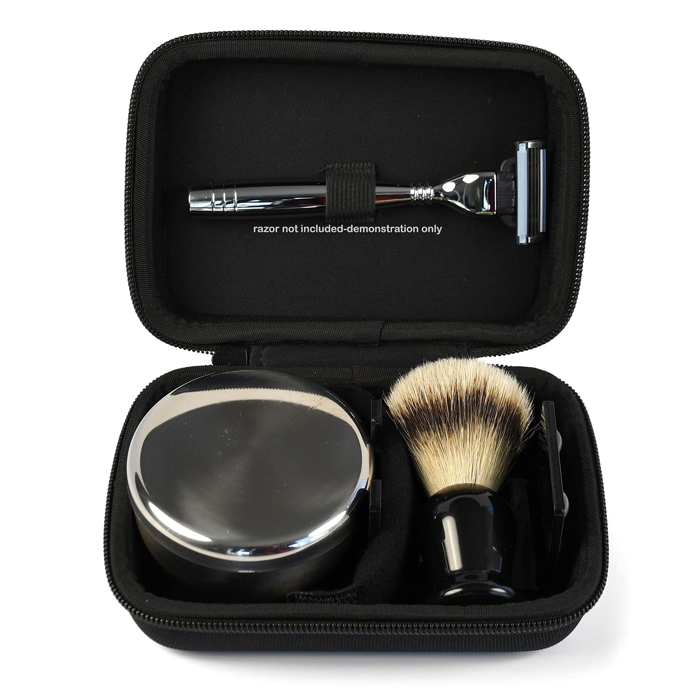 Silvertip Badger Shaving Brush Travel Shave Set for Men with Almond Scented Tallow Shave Soap - Men's Shaving Kit Gift Set from Seattle Sundries